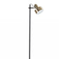 Retro Floor Lamp with Matte Black Pole and Adjustable Jumbo Antique Brass Metal Shade