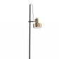 Retro Floor Lamp with Matte Black Pole and Adjustable Jumbo Antique Brass Metal Shade