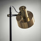 Retro Floor Lamp with Matte Black Pole and Adjustable Jumbo Antique Brass Metal Shade