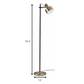 Retro Floor Lamp with Matte Black Pole and Adjustable Jumbo Antique Brass Metal Shade