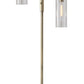 64" Brass Two Light Novelty Floor Lamp With Clear Drum Shade