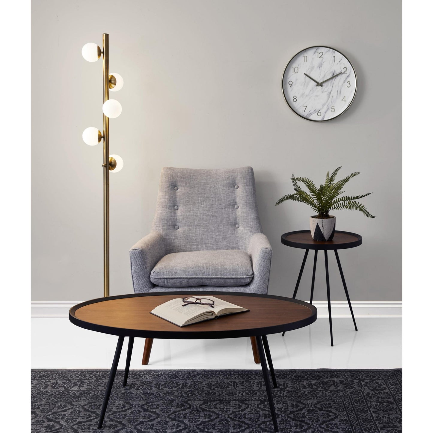 Swirled Sphere Brass Metal Led Floor Lamp