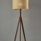 59" Natural Solid Wood Tripod Floor Lamp With Gray Fabric Empire Shade