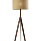 59" Natural Solid Wood Tripod Floor Lamp With Gray Fabric Empire Shade