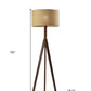 59" Natural Solid Wood Tripod Floor Lamp With Gray Fabric Empire Shade