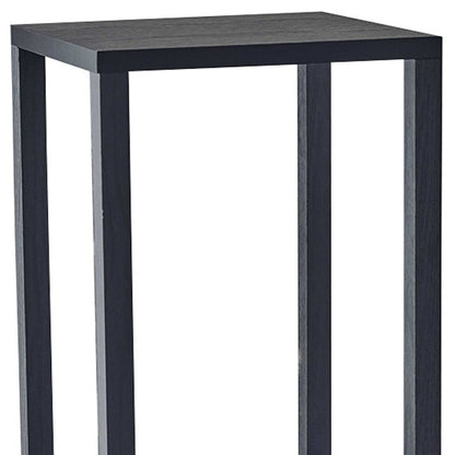 35" Black Solid Wood Square End Table With Two Shelves