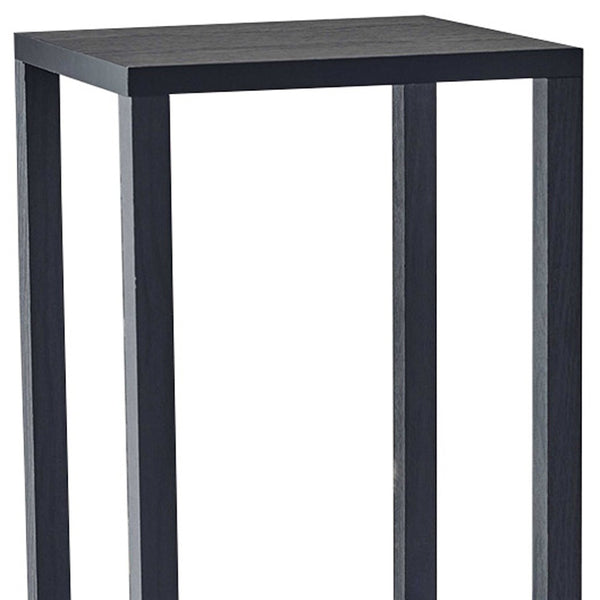 35 Black Solid Wood Square End Table With Two Shelves