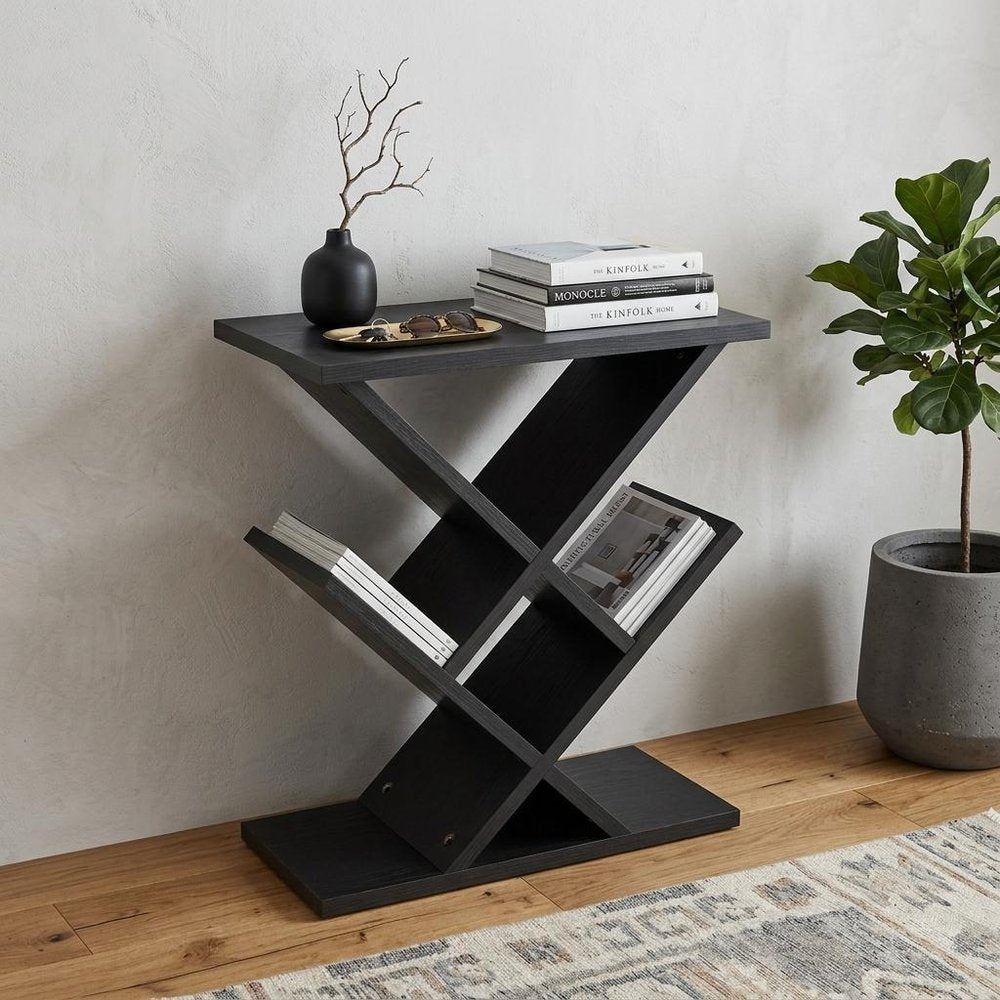 19" Black Solid Wood Pedestal Console Table