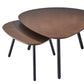 17" Black And Brown Solid Wood Round Nested Tables