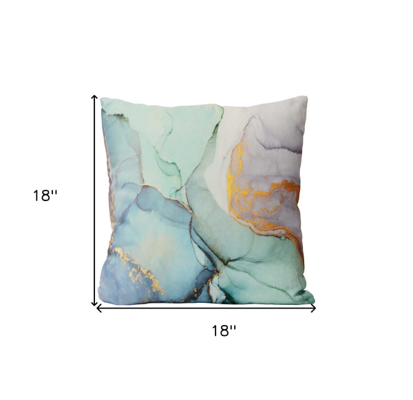 18 Blue and Green Marble Cotton Throw Pillow