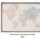 Watercolor World Map Wood Framed Wall Art