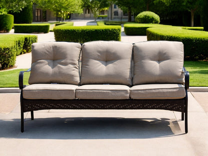 69" Beige Polyester Blend Settee With Black Legs