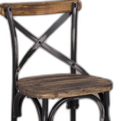 22" Brown And Black Iron Bar Chair