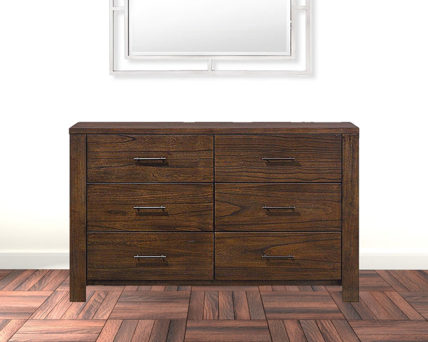 59 Brown Metal Six Drawer Dresser