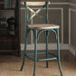 21" Brown And Turquoise Solid Wood And Metal Bar Chair