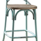 21" Brown And Turquoise Solid Wood And Metal Bar Chair