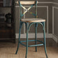 21" Brown And Turquoise Solid Wood And Metal Bar Chair