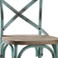 21" Brown And Turquoise Solid Wood And Metal Bar Chair