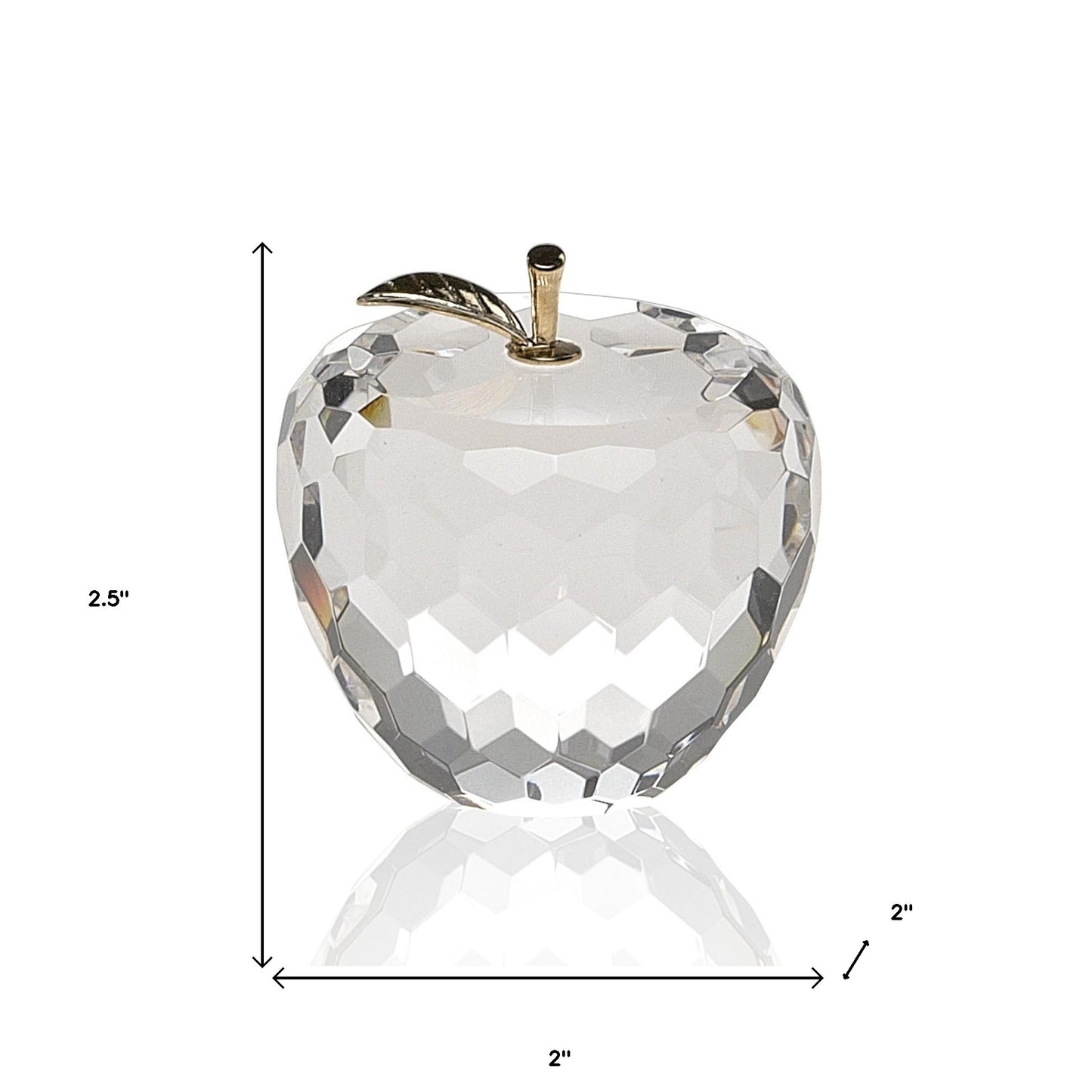 3" Clear and Gold Crystal Apple Tabletop Sculpture