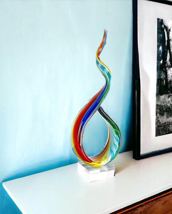 19 Rainbow Murano Glass Modern Abstract Tabletop Sculpture