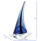 9" Clear and Blue Murano Glass Modern Abstract Tabletop Sculpture