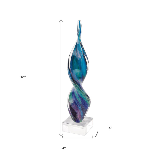 18 Blue and Green Murano Glass Modern Abstract Tabletop Sculpture