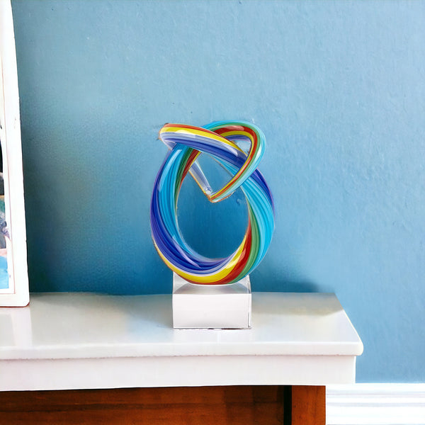 6 Rainbow Murano Glass Modern Abstract Tabletop Sculpture