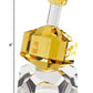 3 Mouth Blown Amber Dreidel On Crystal Stand