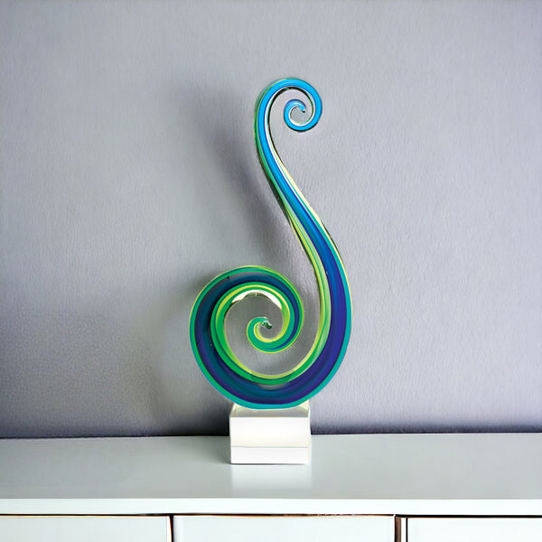 16 Blue and Green Murano Glass Modern Abstract Tabletop Sculpture