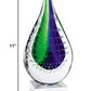 11" Clear Blue and Green Murano Glass Modern Abstract Tabletop Sculpture