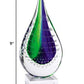 9" Clear Blue and Green Murano Glass Modern Abstract Tabletop Sculpture