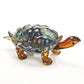 7" Clear Brown and Green Murano Glass Turtle Figurine Tabletop Sculpture