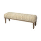 55" Cream and Wood Brown Upholstered Polyester Blend Bench