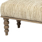 55" Cream and Wood Brown Upholstered Polyester Blend Bench