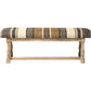 59" Beige and Gray and Brown Upholstered Jute Striped Bench