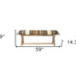 59" Beige and Gray and Brown Upholstered Jute Striped Bench