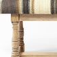 59" Beige and Gray and Brown Upholstered Jute Striped Bench