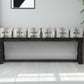 15" Off White and Black Upholstered Faux Leather Bench