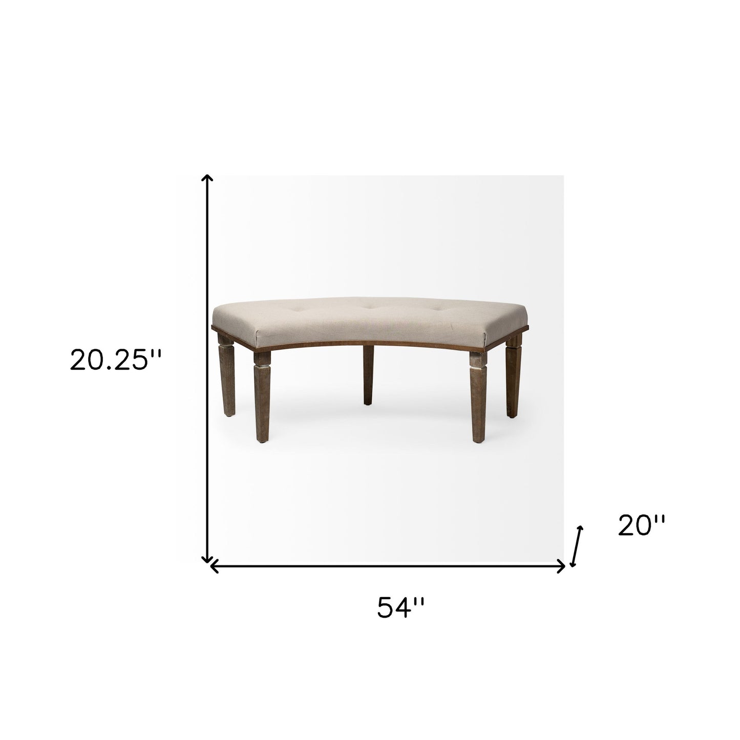 20" Beige And Brown Upholstered Polyester Blend Bench