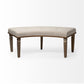 20" Beige And Brown Upholstered Polyester Blend Bench