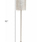 62" Silver Chrome Floor Lamp With Clear Faux Crystal Drum Shade