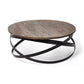 41" Brown And Black Solid Wood And Metal Round Coffee Table