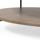 Oval White Marble Top And Black Metal Base Coffee Table W Wood Shelf