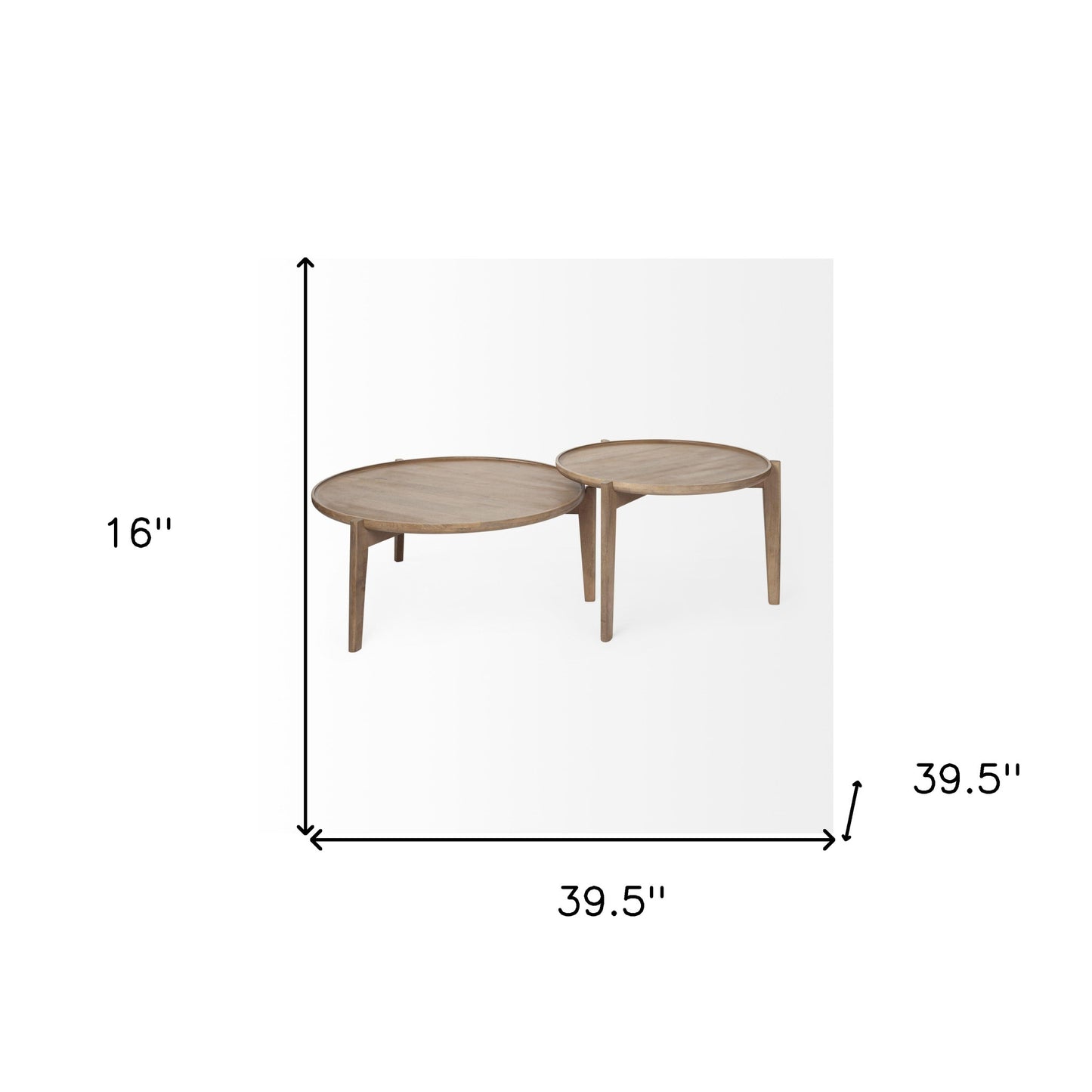 S 2 39.5" & 31.25" Round Solid Wood Nesting Coffee Tables