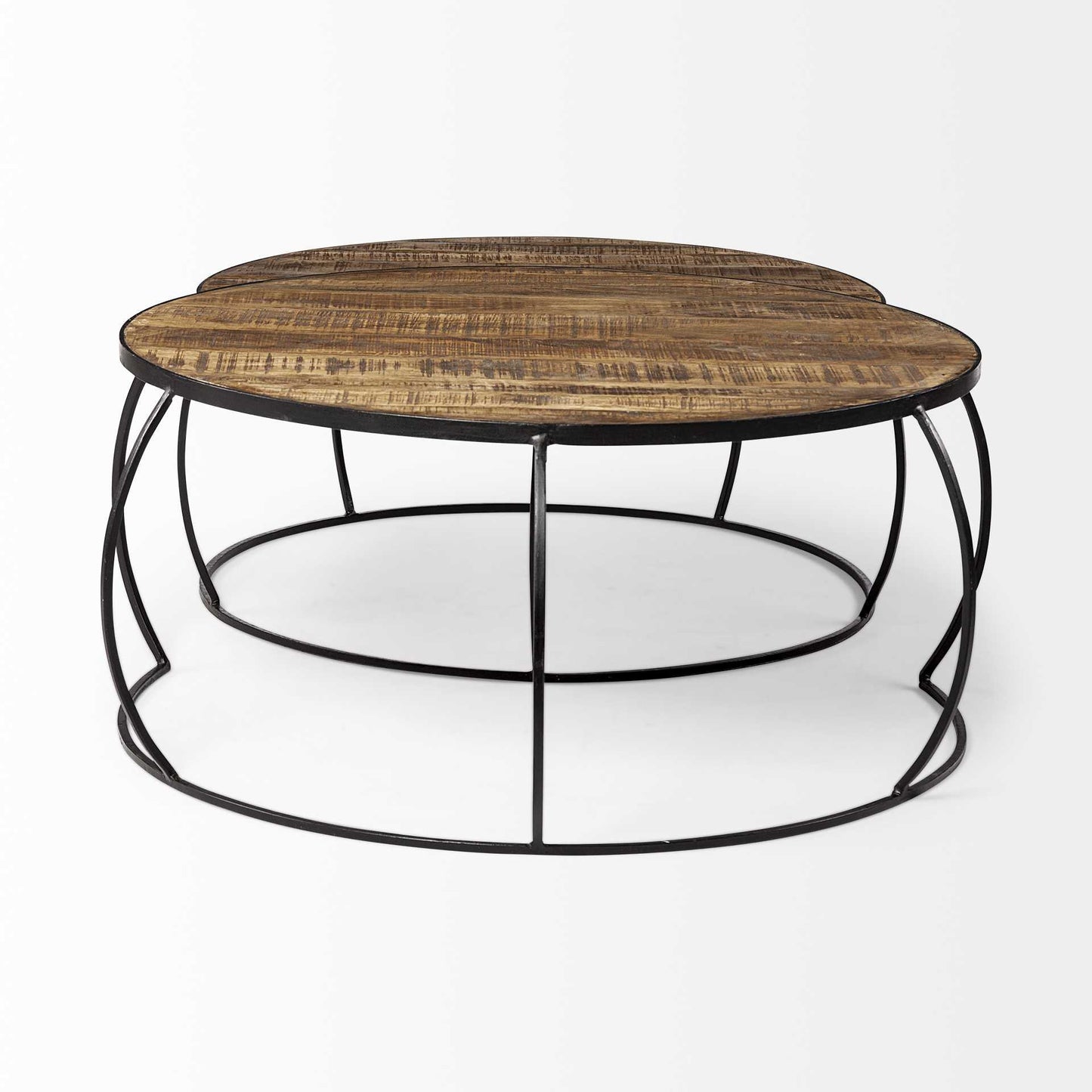 S2 41" & 38" Round Wood Top Nesting Coffee Tables