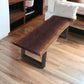 79" Brown and Black Solid Wood Dining Bench