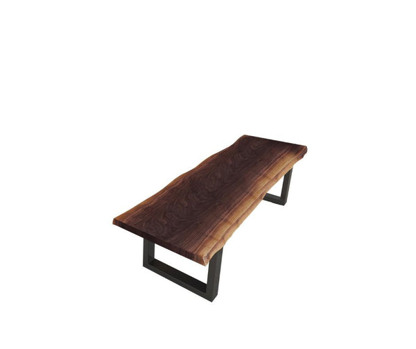 79 Brown and Black Solid Wood Dining Bench