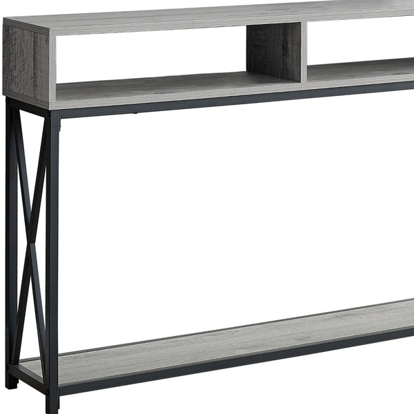 47 Gray And Black Frame Console Table With Storage