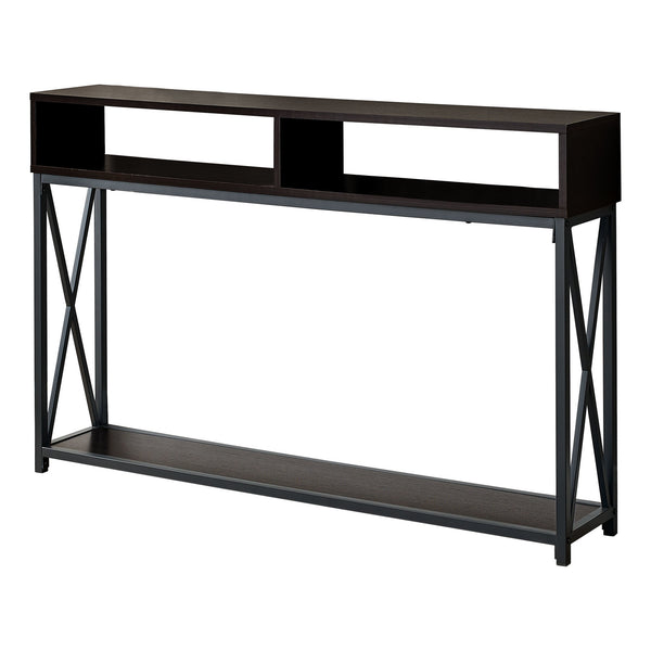 47 Brown And Black Frame Console Table With Storage