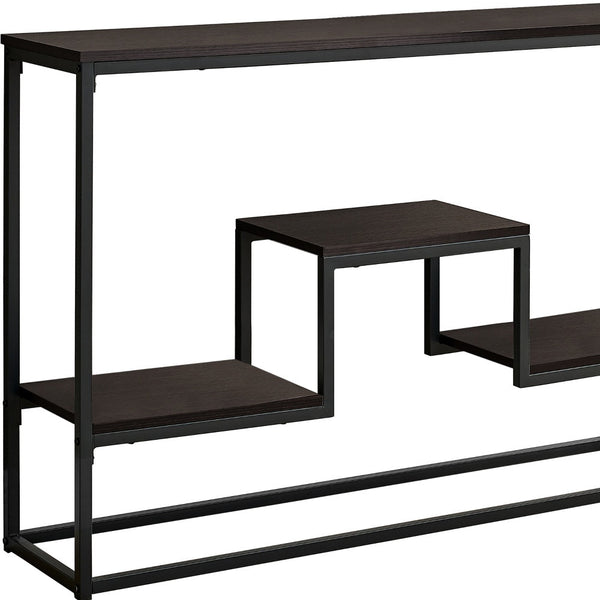 48 Brown And Black Frame Console Table With Storage